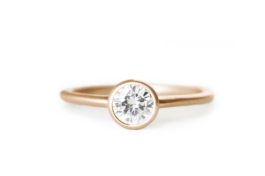 Zoe Moissanite Ring .50ct Andrea Bonelli Jewelry 14k Rose Gold