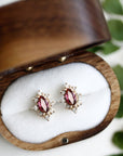 Aura Garnet Halo Studs Andrea Bonelli Jewelry 