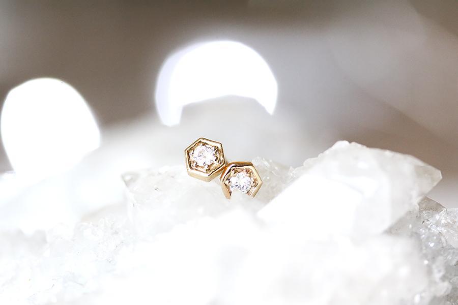 Hexagon Diamond Studs Andrea Bonelli Jewelry 