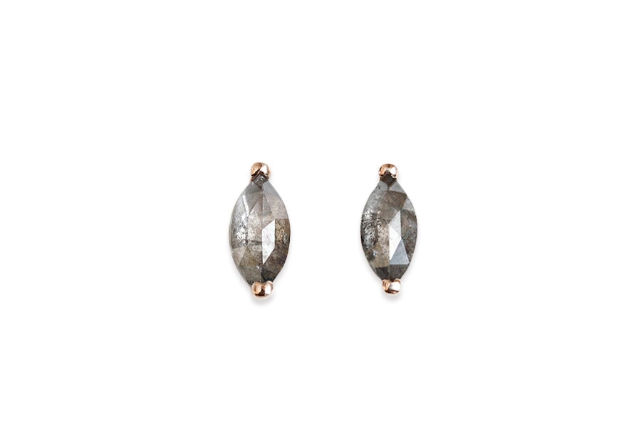 Salt + Pepper Diamond Marquise Studs Andrea Bonelli Jewelry 14k Rose Gold