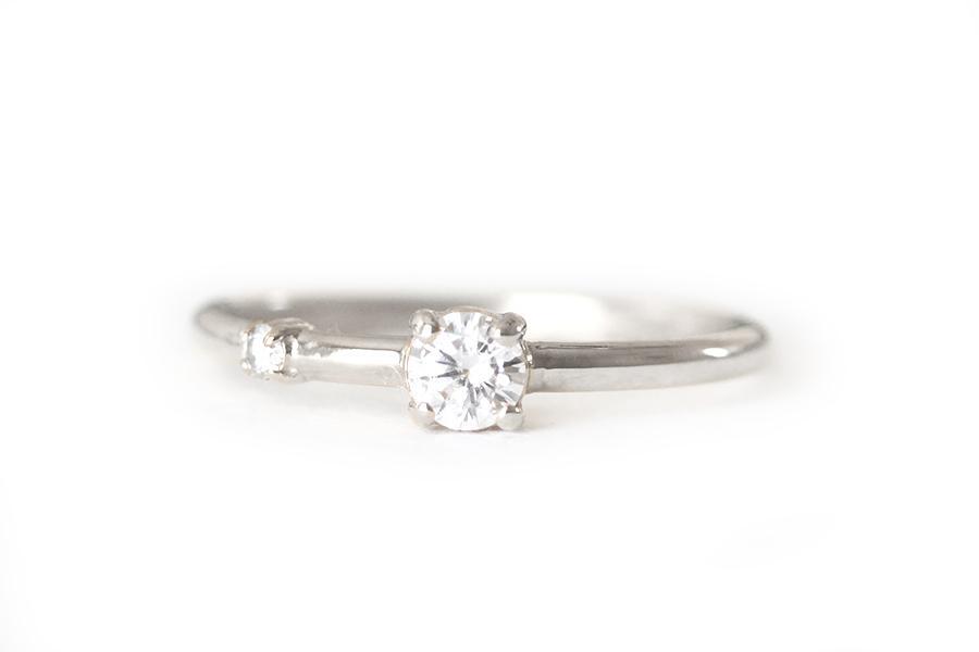 Duette Lab Diamond Ring Andrea Bonelli 14k White Gold