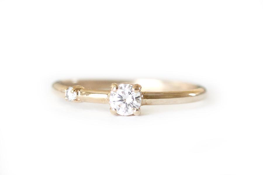 Duette Lab Diamond Ring Andrea Bonelli 14k Yellow Gold