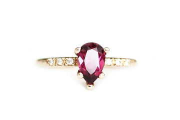 Tryst Garnet + Diamond Ring Andrea Bonelli Jewelry 14k Yellow Gold