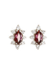 Aura Garnet Halo Studs Andrea Bonelli Jewelry 14k White Gold