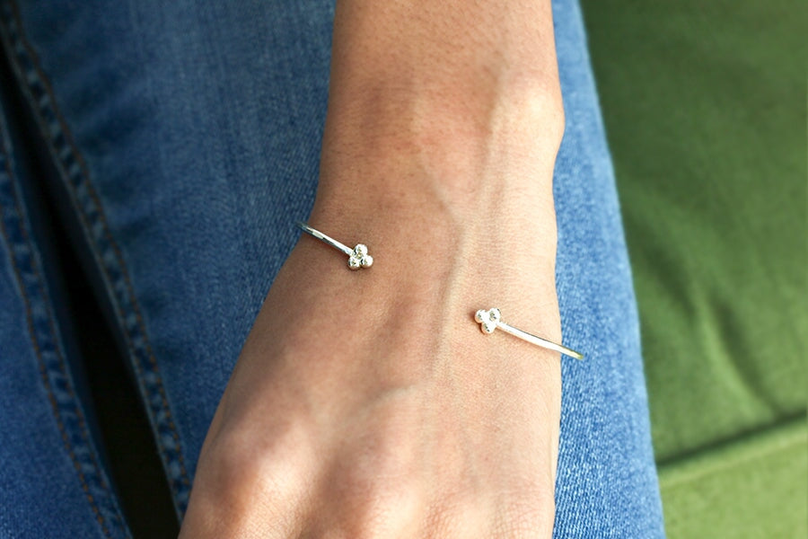 Silver Tria Beaded Cuff Bracelet Andrea Bonelli Jewelry 