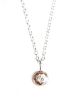 Faceted Gold Pebble + Diamond Necklace Andrea Bonelli 14k Rose Gold + Silver