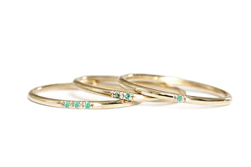 Slim Stacking Emerald Ring Andrea Bonelli 14k Yellow Gold