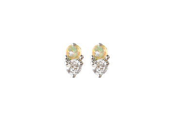 Jumelle Faceted Opal + Moissanite Studs Andrea Bonelli Jewelry Sterling Silver