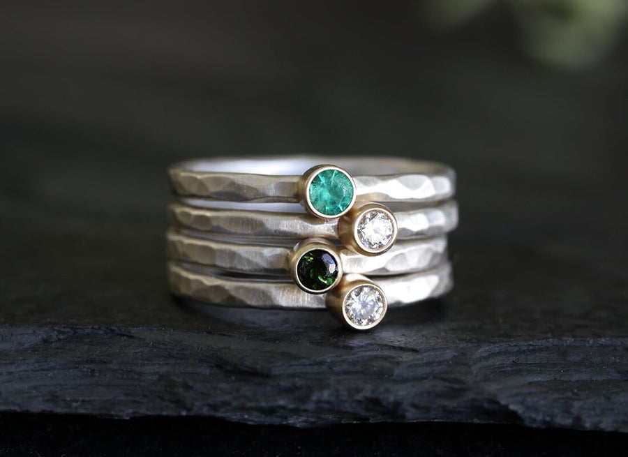 Gemstone and Diamond Stacking Rings Andrea Bonelli Jewelry 