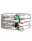 Gemstone and Diamond Stacking Rings Andrea Bonelli Jewelry 14k Yellow Gold and Silver