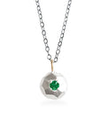 Mixed Metals Faceted Pebble + Emerald Necklace Andrea Bonelli Gold + Silver
