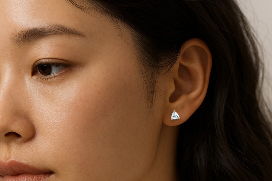 Trillion Aquamarine Studs Andrea Bonelli Jewelry 