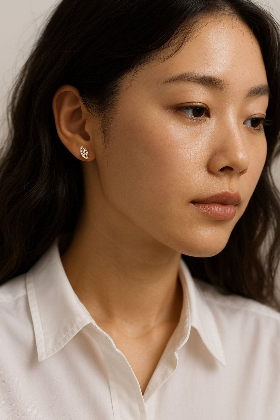 Marquise Garnet Leaf Studs Andrea Bonelli Jewelry 