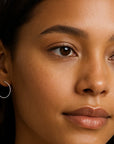 Silver Hammered Hoops 1 inch Andrea Bonelli Jewelry 