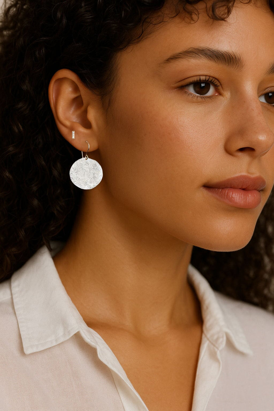 Luna Silver + Gold Earrings Andrea Bonelli Jewelry 