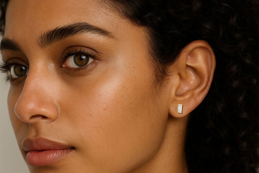 Linea Baguette Studs Andrea Bonelli Jewelry 