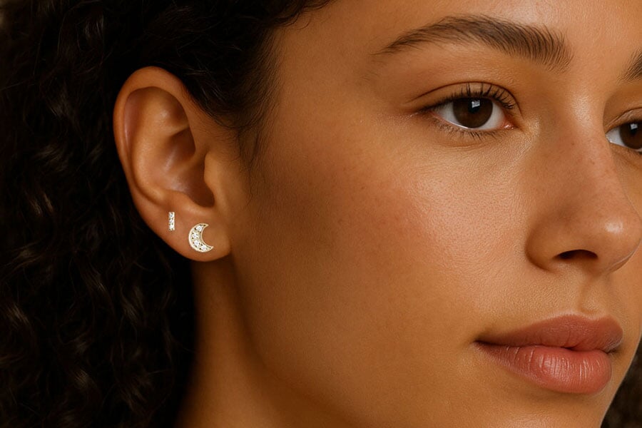 Petite Pave Diamond Bar Studs Andrea Bonelli Jewelry 
