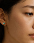 Princess Cut Emerald Studs Andrea Bonelli Jewelry 