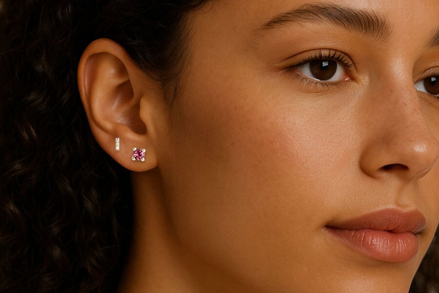 Rhodolite Garnet Studs