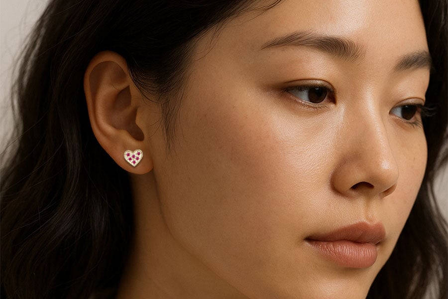 Heart Ruby Studs Andrea Bonelli Jewelry 