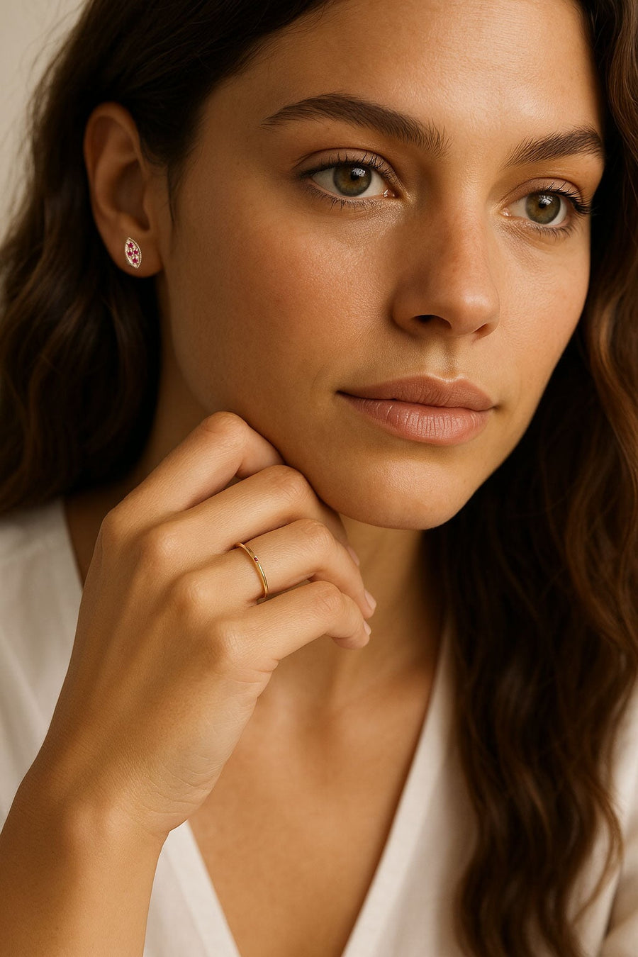 Marquise Ruby Leaf Studs Andrea Bonelli Jewelry 