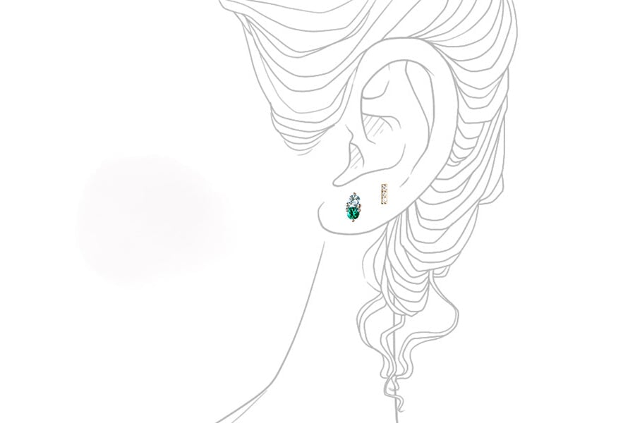 Jumelle Aquamarine + Lab Emerald Studs Andrea Bonelli Jewelry 