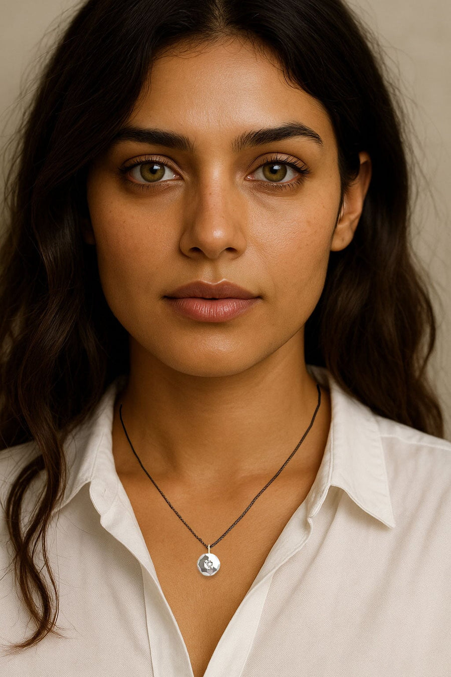 Mixed Metals Faceted Pebble + Rose Cut Diamond Necklace Andrea Bonelli 