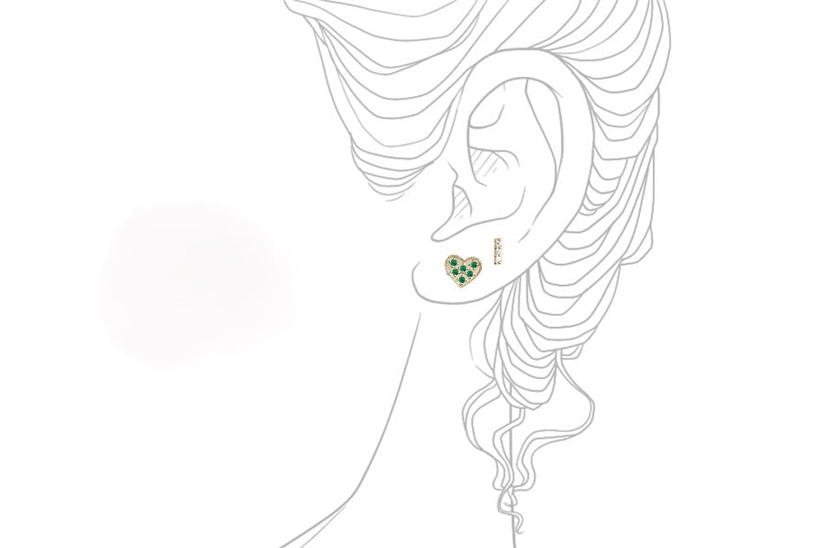 Heart Emerald Studs Andrea Bonelli Jewelry 