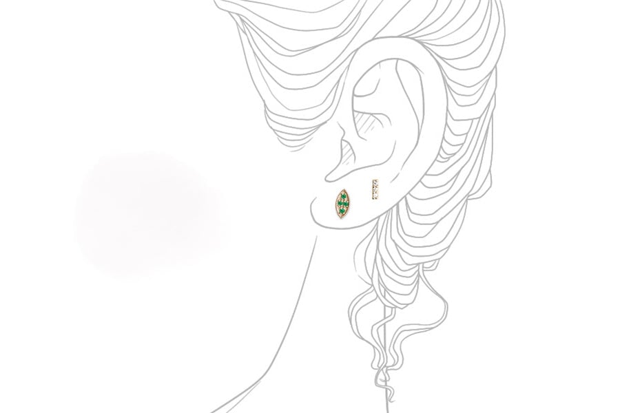 Marquise Emerald Leaf Studs Andrea Bonelli Jewelry 