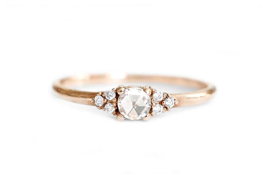 Sora Rose Cut Diamond Ring Andrea Bonelli Jewelry 14k Rose Gold