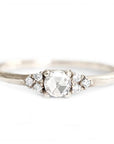 Sora Rose Cut Diamond Ring Andrea Bonelli Jewelry 14k White Gold