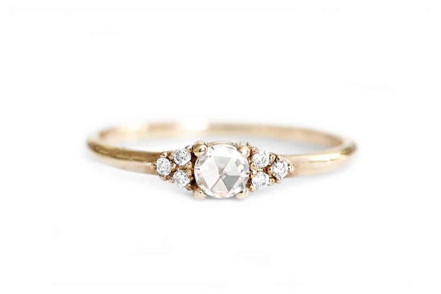 Sora Rose Cut Diamond Ring Andrea Bonelli Jewelry 14k Yellow Gold