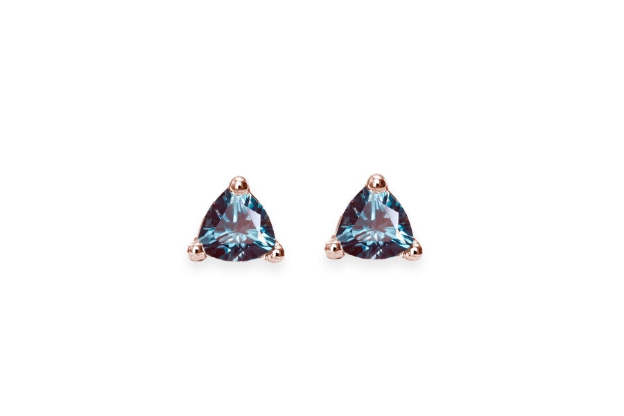 Trillion Alexandrite Studs Andrea Bonelli Jewelry 14k Rose Gold