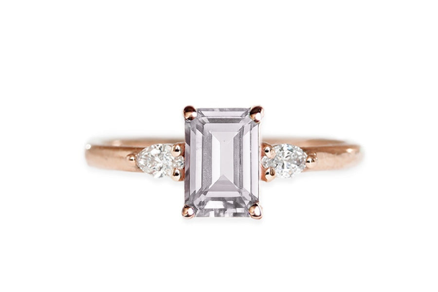Marina Amethyst + Diamond Ring Andrea Bonelli 14k Rose Gold