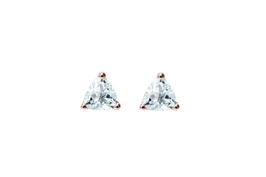 Trillion Aquamarine Studs Andrea Bonelli Jewelry 14k Rose Gold