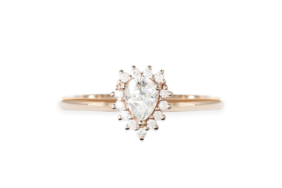 Aura Halo Sapphire Ring Andrea Bonelli Jewelry 14k Rose Gold