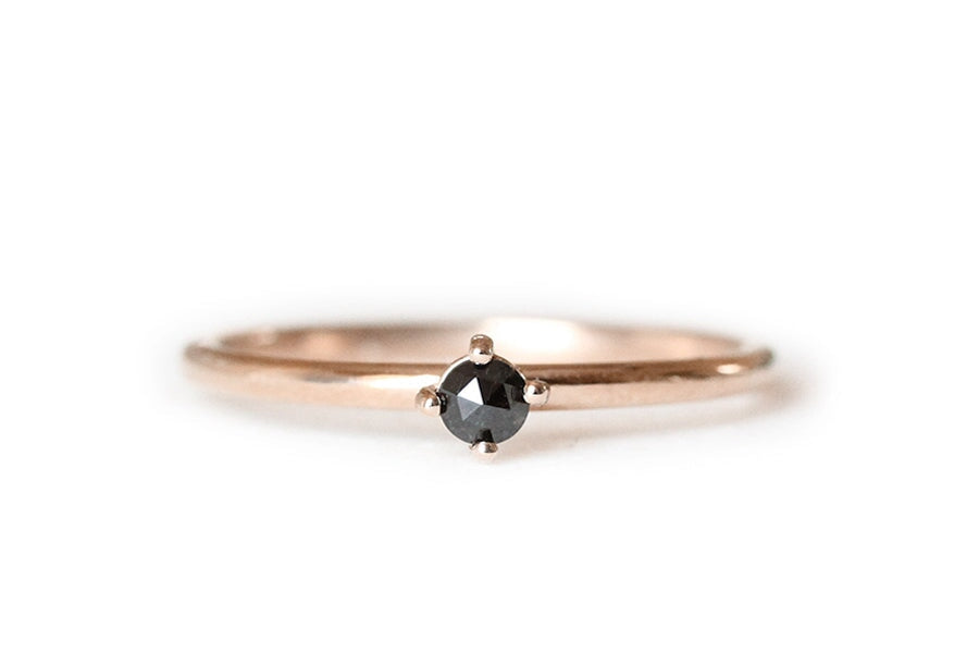 Petit Lola Black Rose Cut Diamond Ring Andrea Bonelli Jewelry 14k Rose Gold