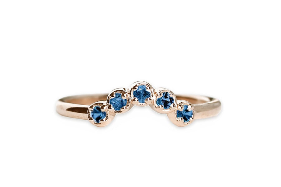 Cinq Blue Sapphire Ring Andrea Bonelli Jewelry 14k Rose Gold