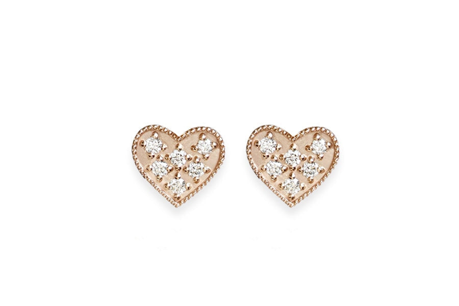Heart Diamond Studs Andrea Bonelli Jewelry 14k Rose Gold