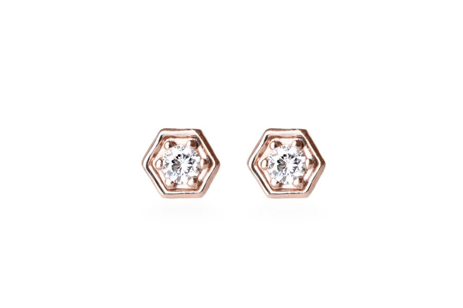 Hexagon Studs Andrea Bonelli Jewelry 14k Rose Gold