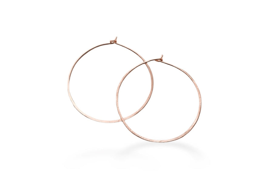 Hammered Hoops 1 inch Andrea Bonelli Jewelry 14k Rose Gold