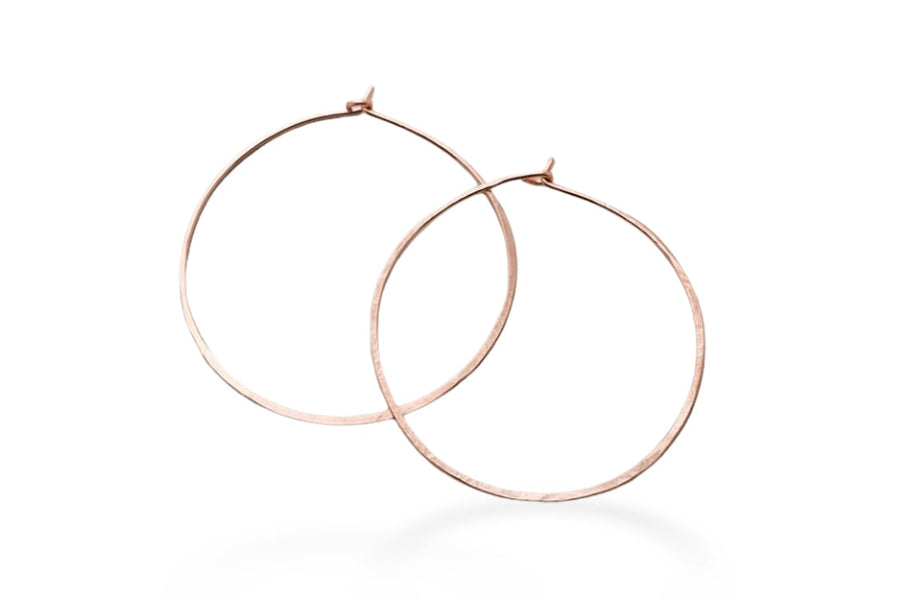 Hammered Hoops 1.5 Inch Andrea Bonelli Jewelry 14k Rose Gold
