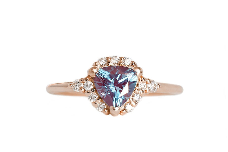 Isobel Halo Alexandrite Ring Andrea Bonelli Jewelry 14k Rose Gold