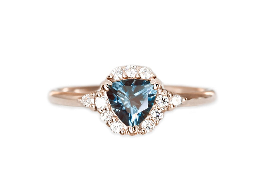 Isobel Halo London Blue Topaz Ring Andrea Bonelli Jewelry 14k Rose Gold