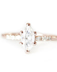 Tryst Marquise Moissanite Ring Andrea Bonelli Jewelry 14k Rose Gold