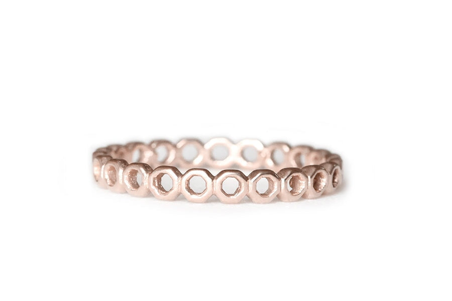 Open Hexagon Band Andrea Bonelli Jewelry 14k Rose Gold