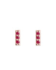 Petite Pave Ruby Bar Studs Andrea Bonelli Jewelry 14k Rose Gold