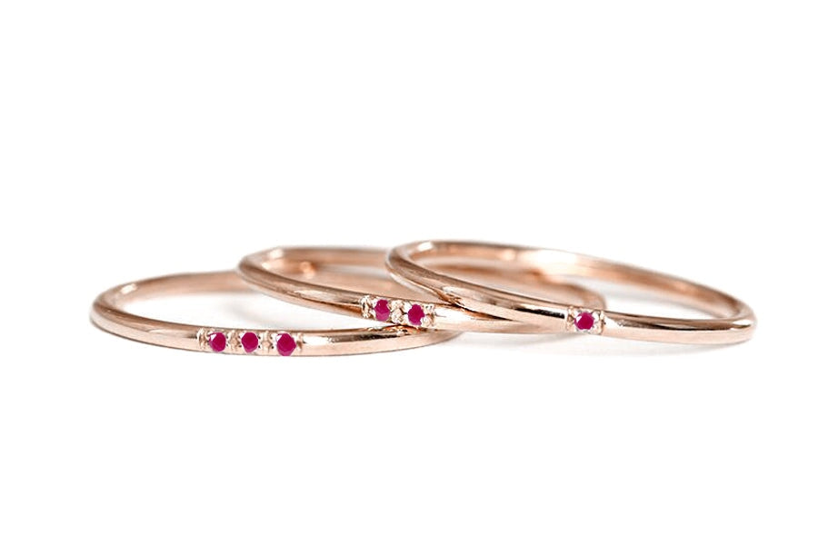 Slim Stacking Ruby Ring Andrea Bonelli 14k Rose Gold