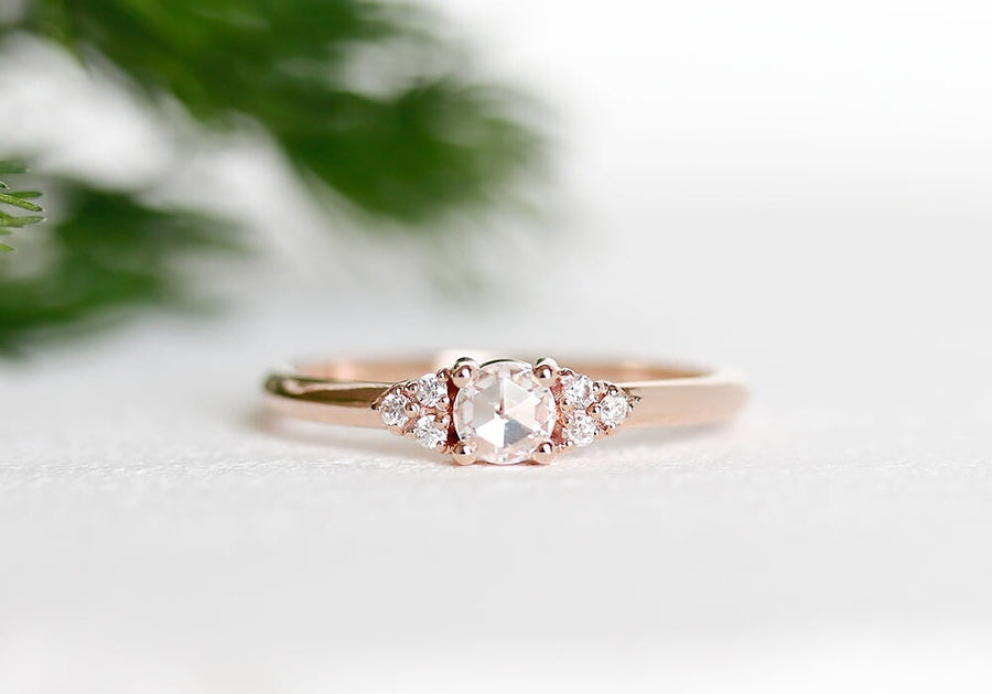 Sora Rose Cut Diamond Ring 14k White Gold / .15ct - 4mm Sora Rose Cut Diamond Ring 14k White Gold / .15ct - 4mm