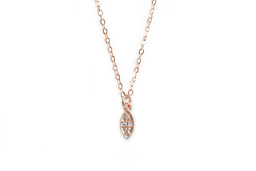 Petite Diamond Marquise Leaf Charm Andrea Bonelli 14k Rose Gold